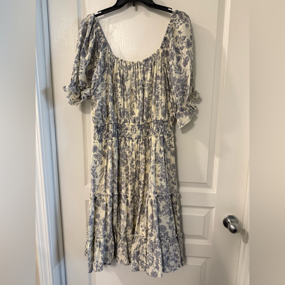 Blue Floral Print Women's Dress